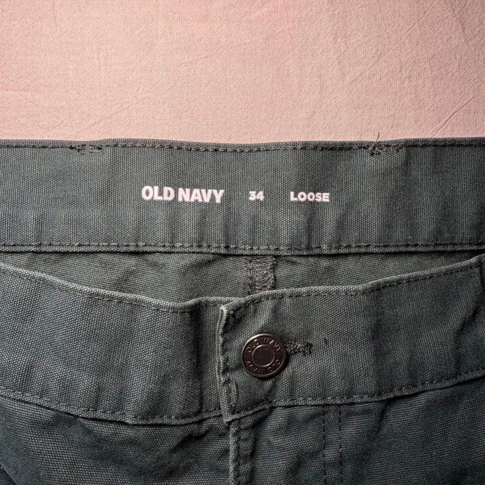 Old Navy Mens 34 Loose Fit Carpenter Shorts Forest‎ Green Cotton Canvas Utility - Picture 2 of 6